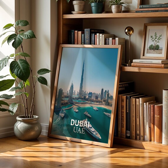 Dubai Burj Khalifa Print Uae Desert Cityscape Wall Art