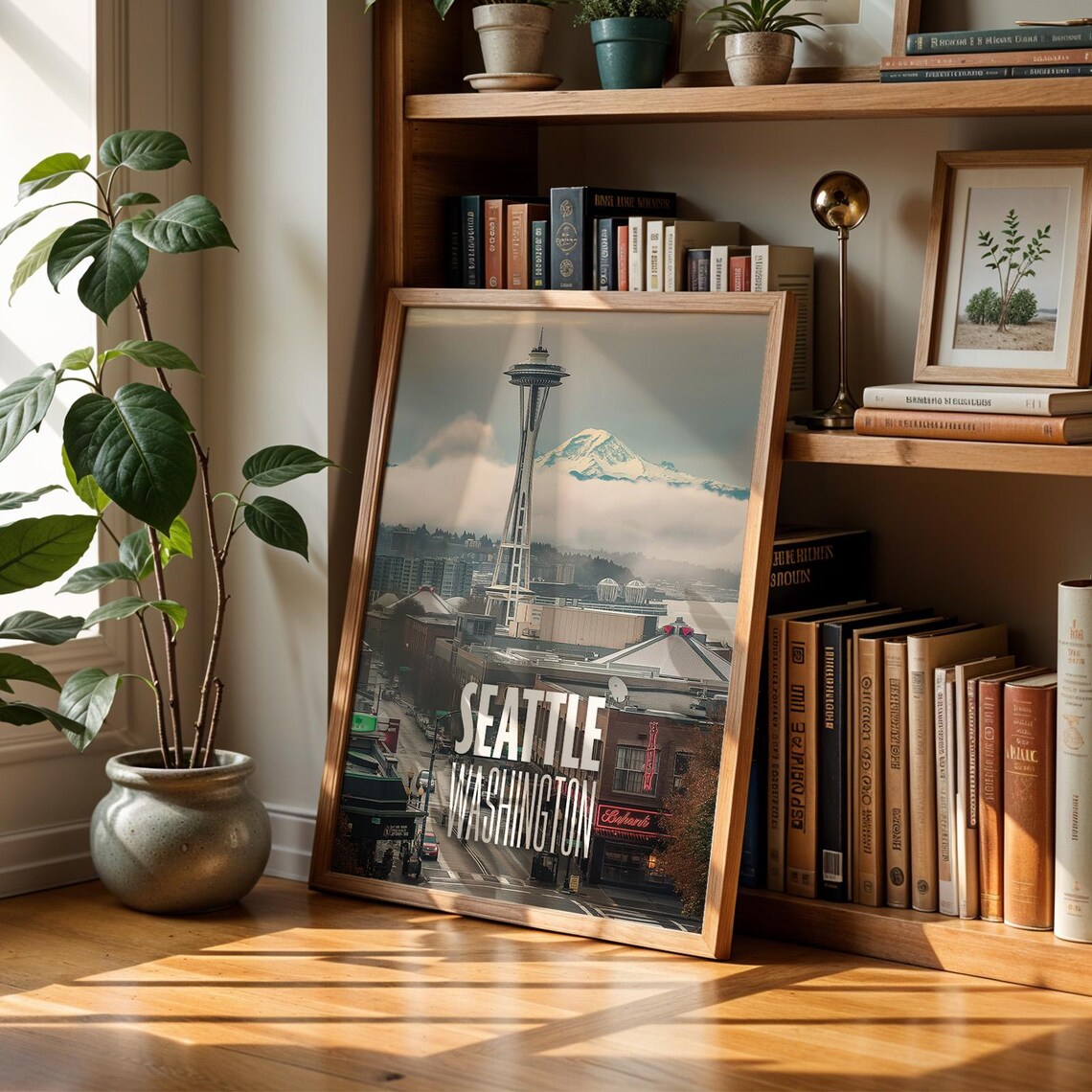 Seattle Space Needle Cityscape Print Vibrant Pacific Northwest Wall Art
