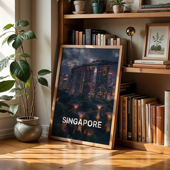 Singapore Marina Bay Gardens Print Vibrant Cityscape Wall Art