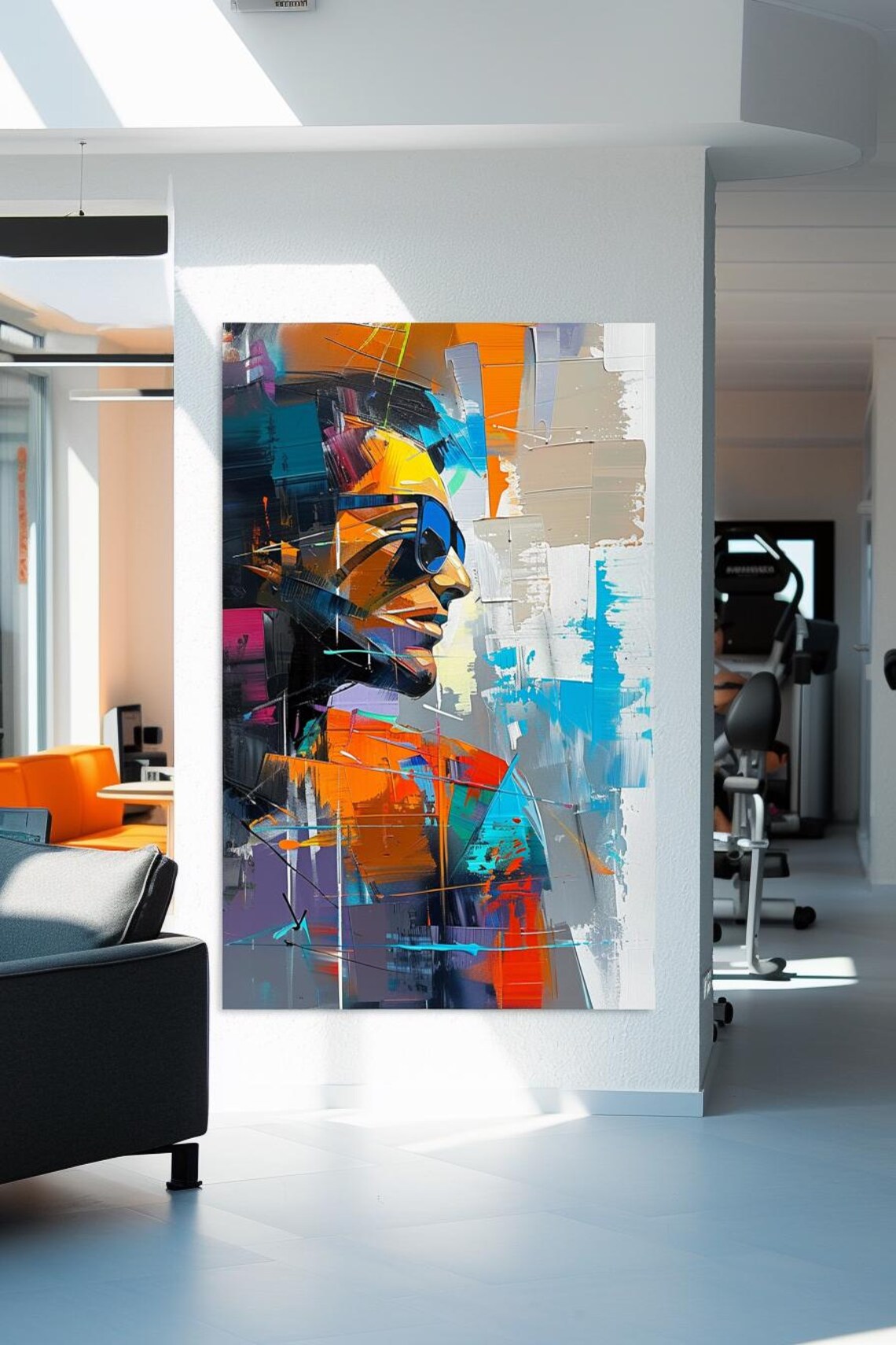 Colorful Abstract Man In Sunglasses Orange Blue Geometric Poster