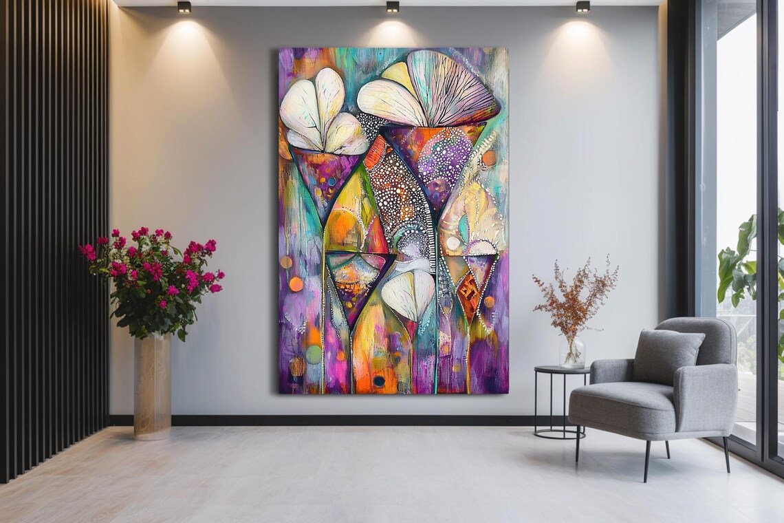 The Chalices Of Life Vibrant Abstract Cup Shapes Painting Poster - Image 2