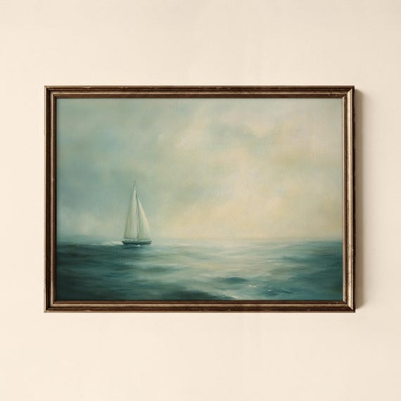 Vintage Seascape Print Moody Coastal Art Gallery Wall Collected Prints Cpl575