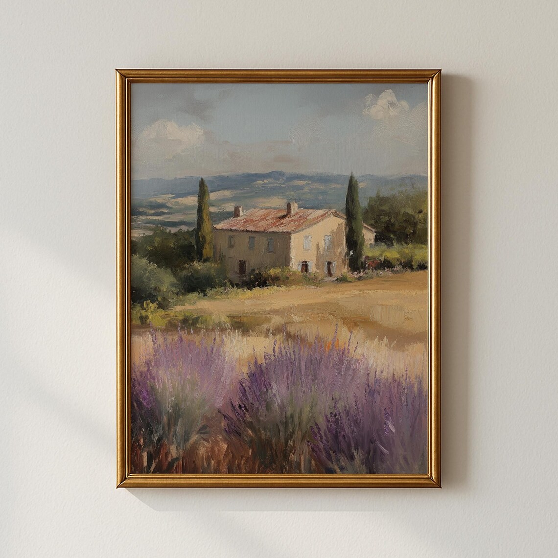 Country Stone House Lavender Fields Vintage French Farmhouse Poster