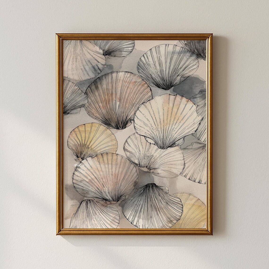 Vintage Seashell Print Minimalist Painting Bathroom Wall Art Collected Prints Cpp689