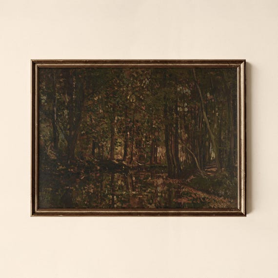 Vintage Forest Scene Print Living Room Decor Collected Prints Cpl100