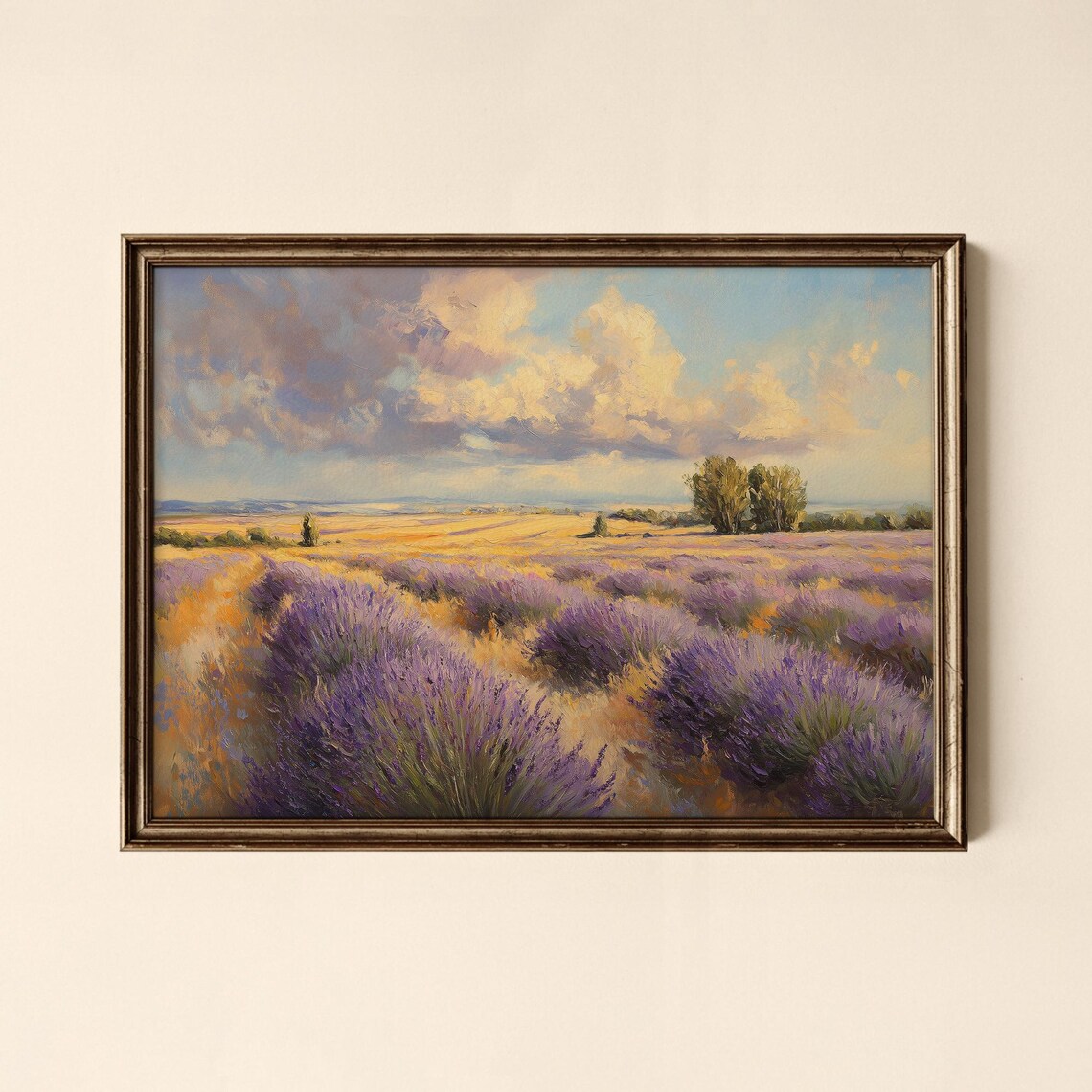 Lavender Field In Bloom Impressionist Oil Painting Art Poster