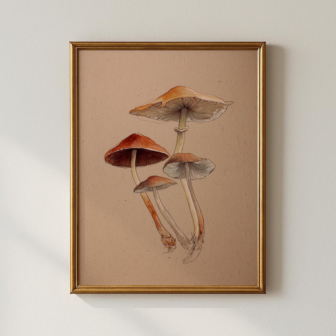 Vintage Mushroom Print, Minimalist Painting