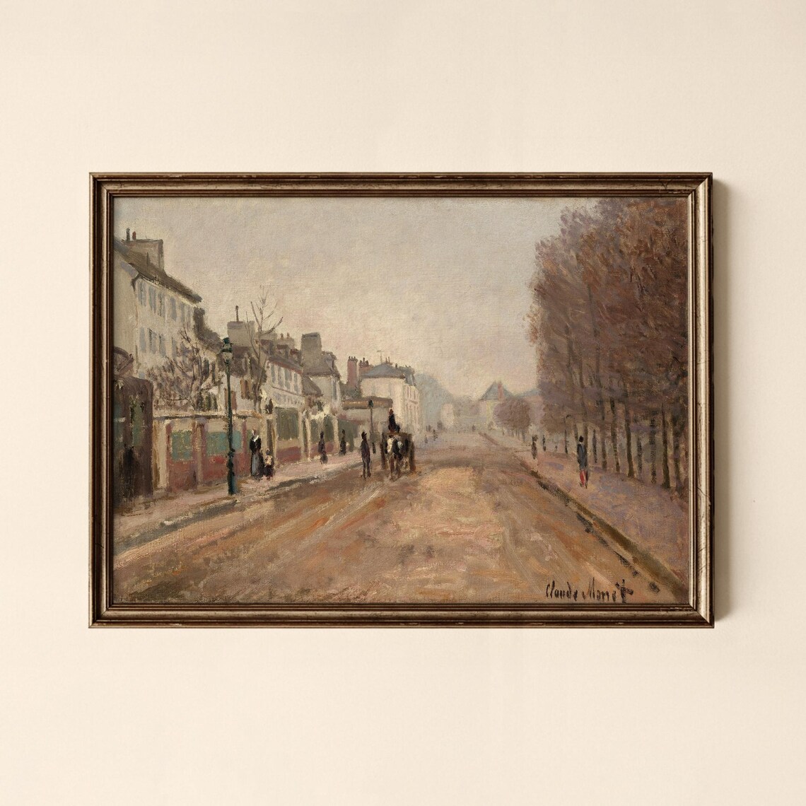 Snowy Winter Boulevard Montmartre Paris Claude Monet Style Poster