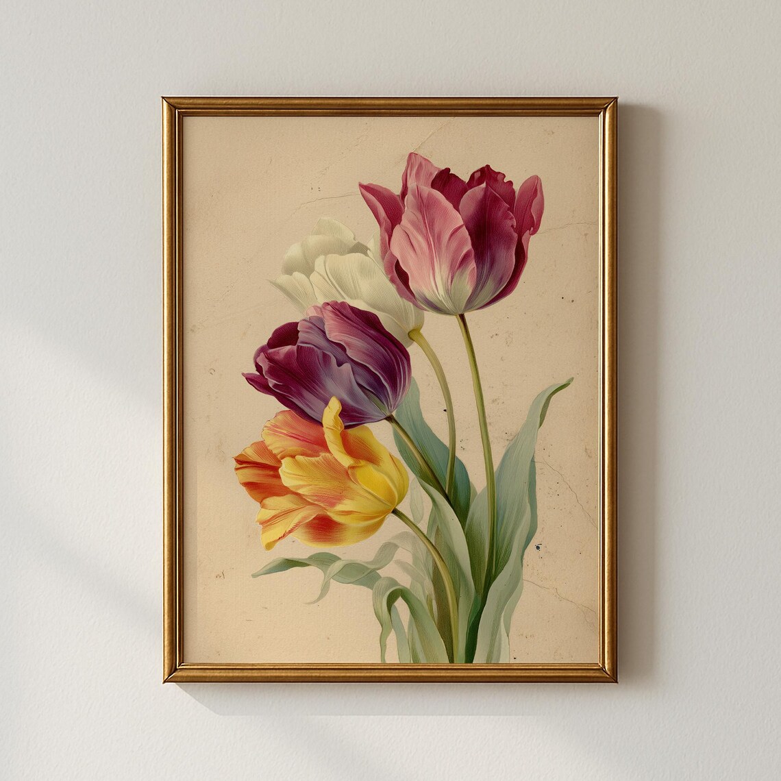 Vintage Tulip Print, Botanical Bedroom Art