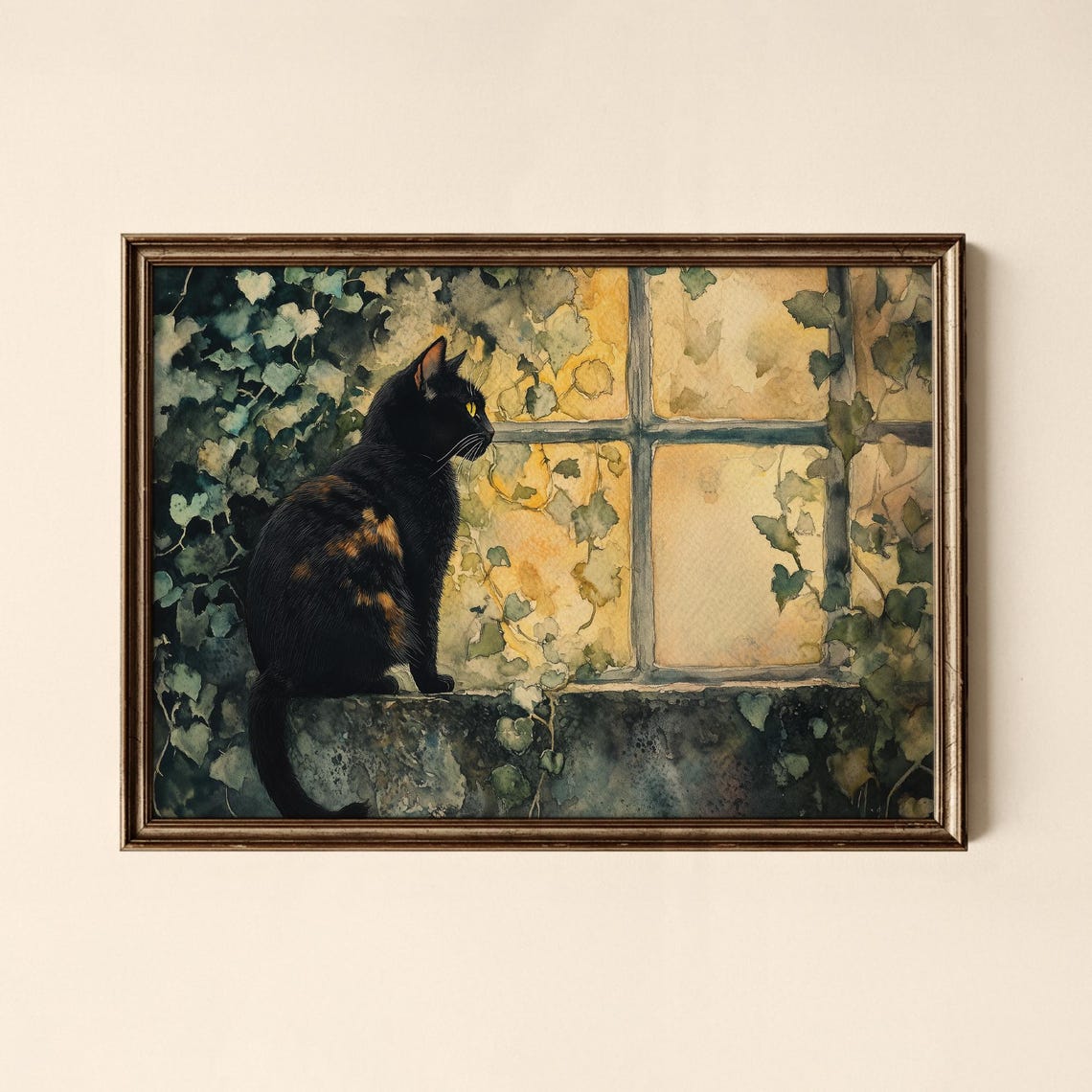 Vintage Cat Print Flower Wall Art Bedroom Collected Prints Cpl780