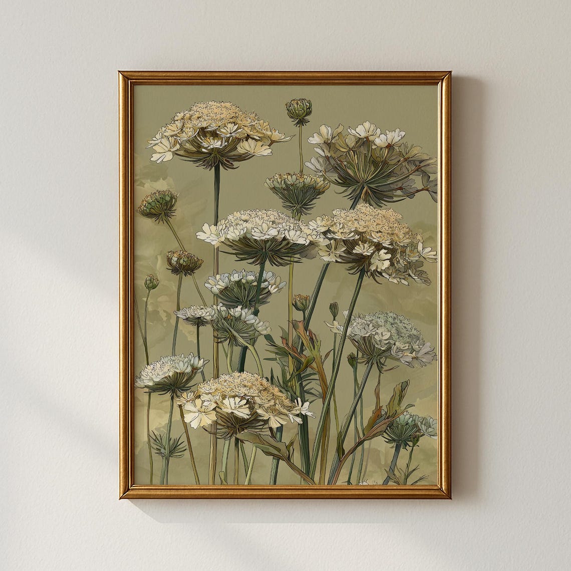 White Wildflowers Botanical Study Vintage Floral Decor Poster