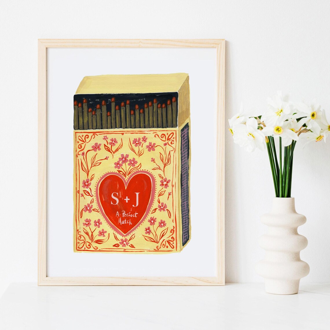 Custom Matchbox Art Print for Couples, Personalized