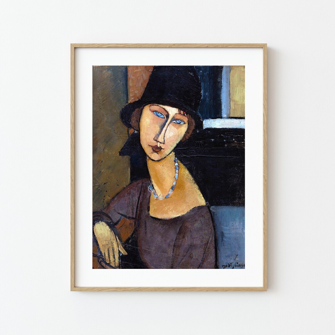 Modigliani Woman With Hat And Necklace, Modernist Art Print - Image 3