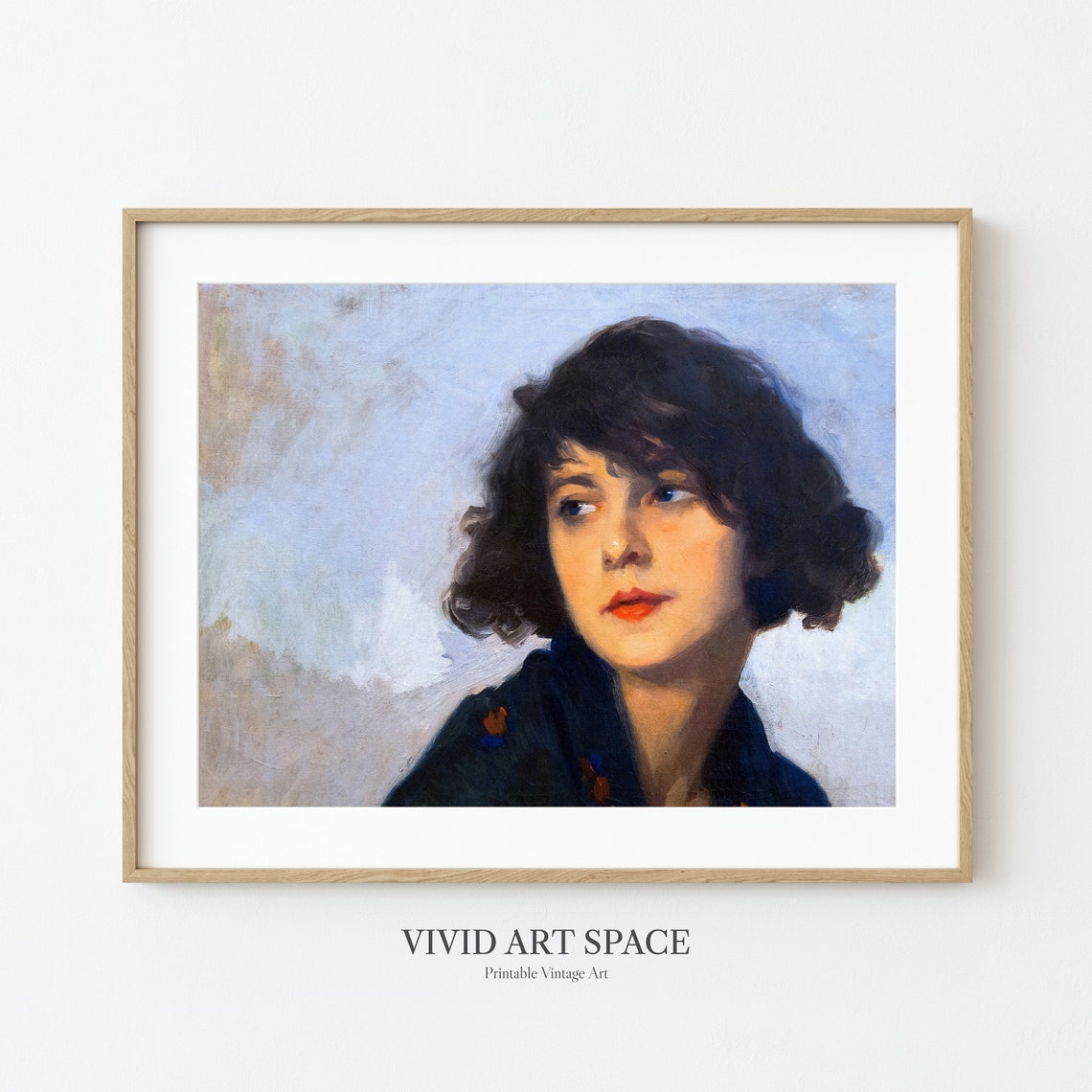 French Woman Portrait Painting Vintage Woman Portrait Antique Woman Print Printable Wall Art - Image 3