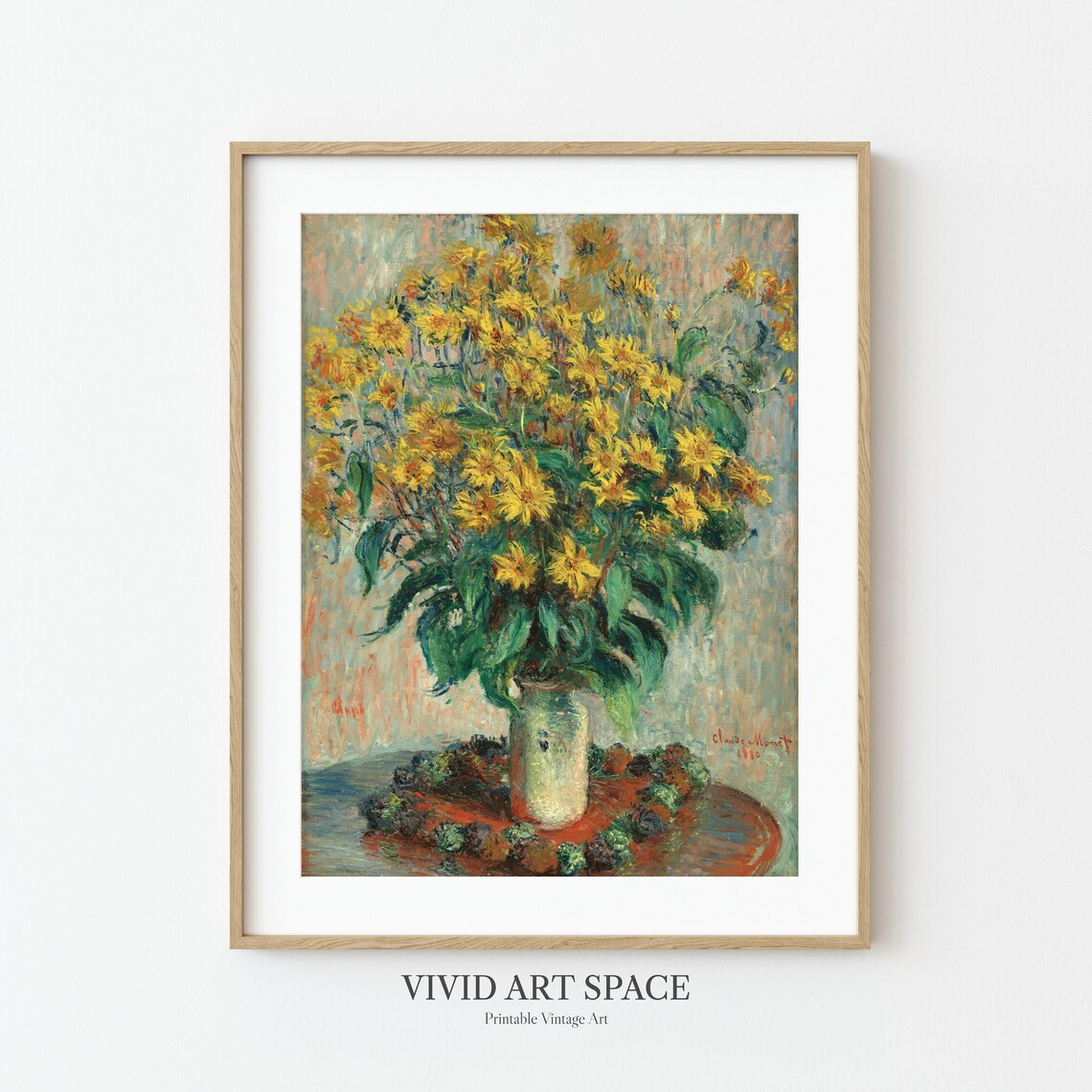 Jerusalem Artichoke Flowers by Claude Monet in a Vase Poster - Image 3