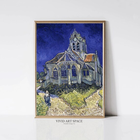 Van Gogh The Church At Auvers 1890 Deep Blue Night Sky Poster