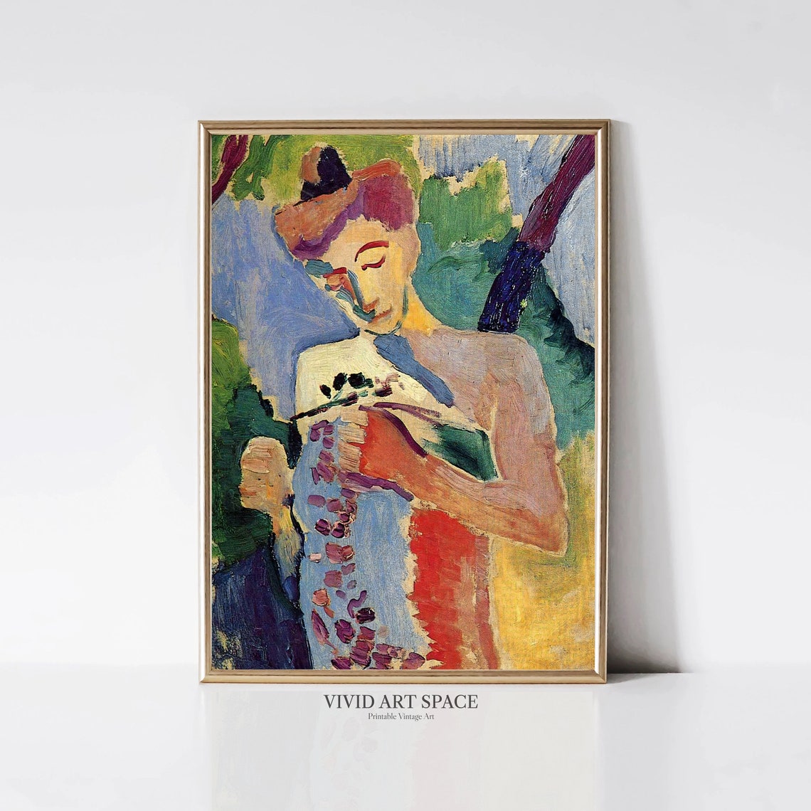 Henri Matisse Branch Of Flowers Fauvism Woman Portrait Painting Modern Floral Art Print Printable Wall Art