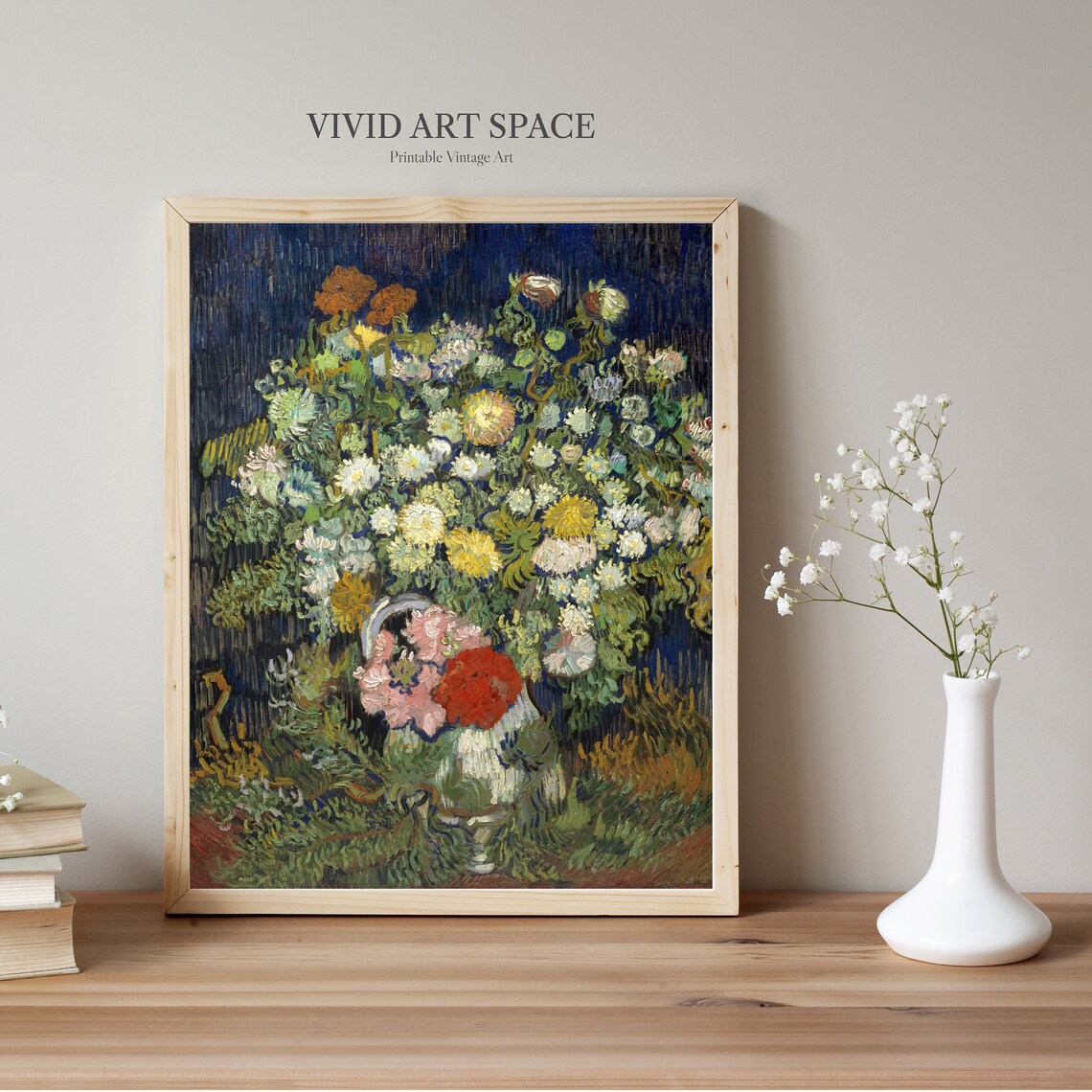 Van Gogh Bouquet Of Flowers In A Vase Art Print - Image 2