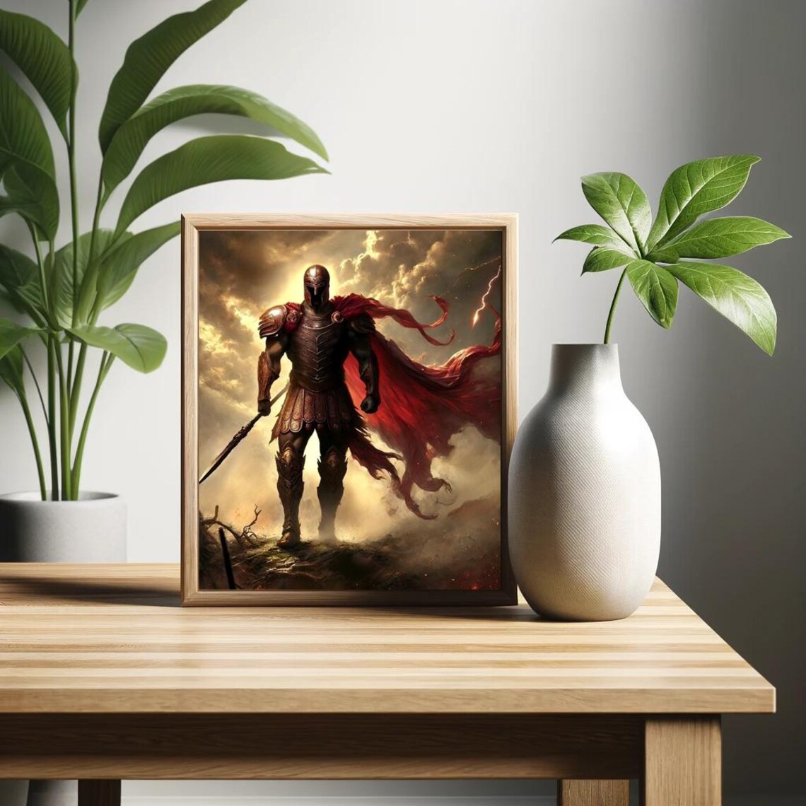 Ares Greek God Of War Red Cape Warrior Lightning Storm Print - Image 2