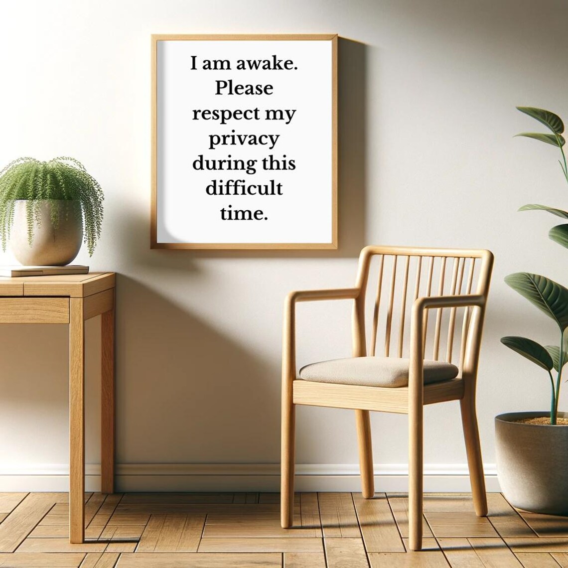 I Am Awake Please Respect My Privacy During This Difficult Time Poster Sarcastic Wall Art Minimalist Humor Decor - Image 2