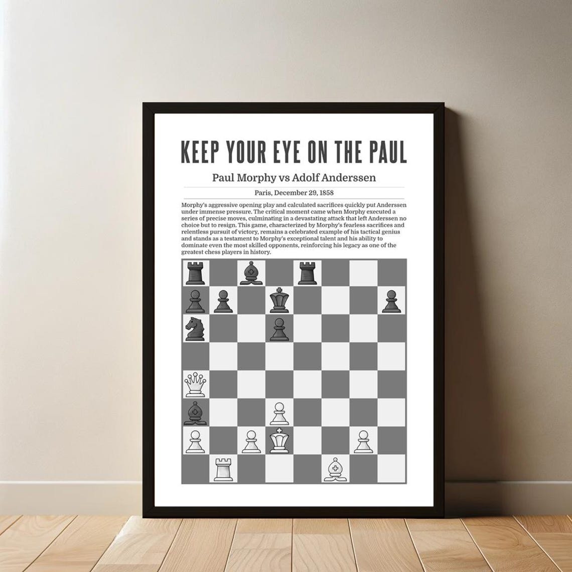 Keep Your Eye On The Paul Morphy 1858 Paris Chess Match Poster - Image 2