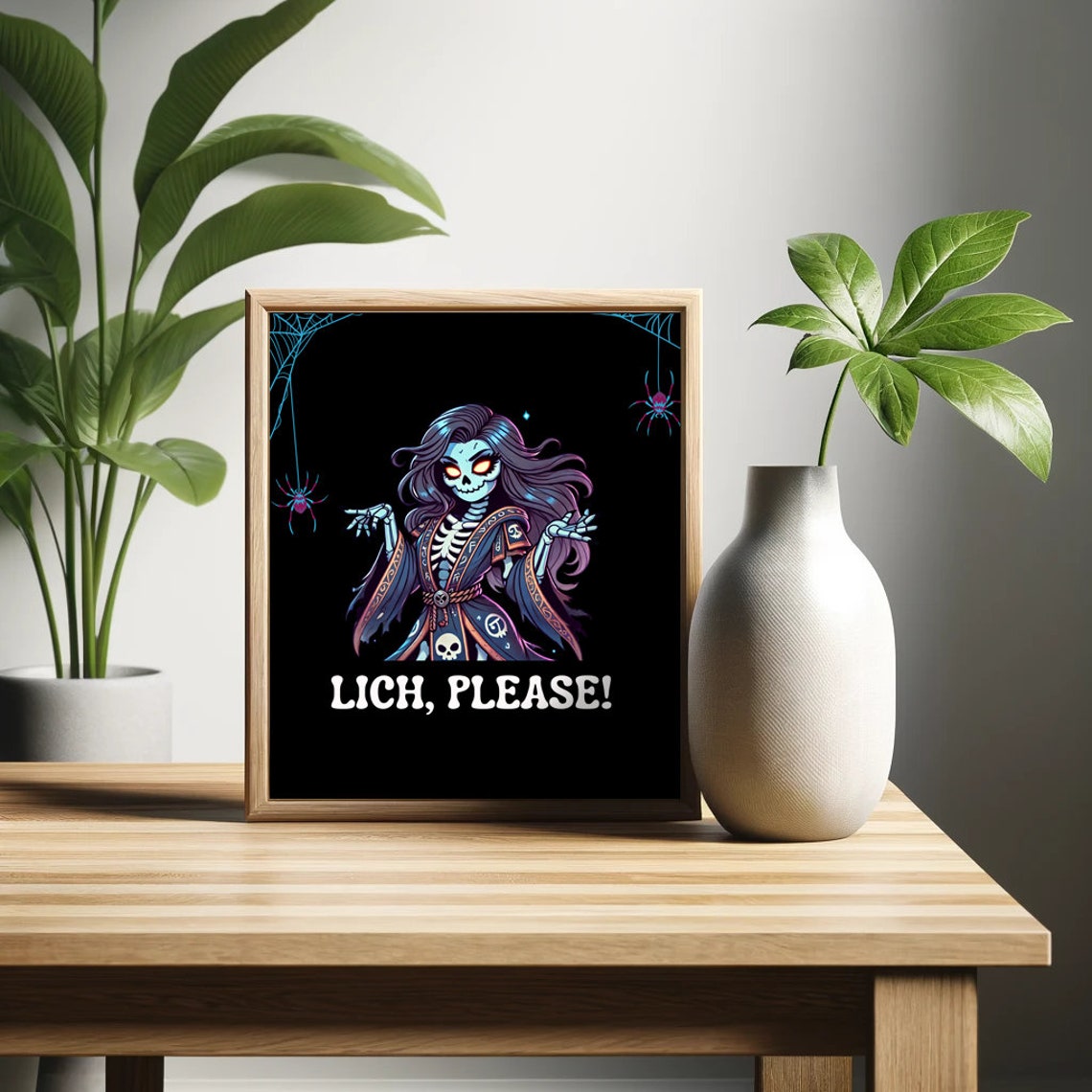 Lich Please Undead Skeleton Sorceress With Spiders Gothic Wall Art - Image 2