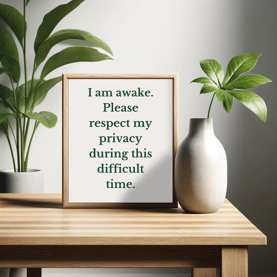 I Am Awake Please Respect My Privacy During This Difficult Time Poster Sarcastic Wall Art Minimalist Humor Decor