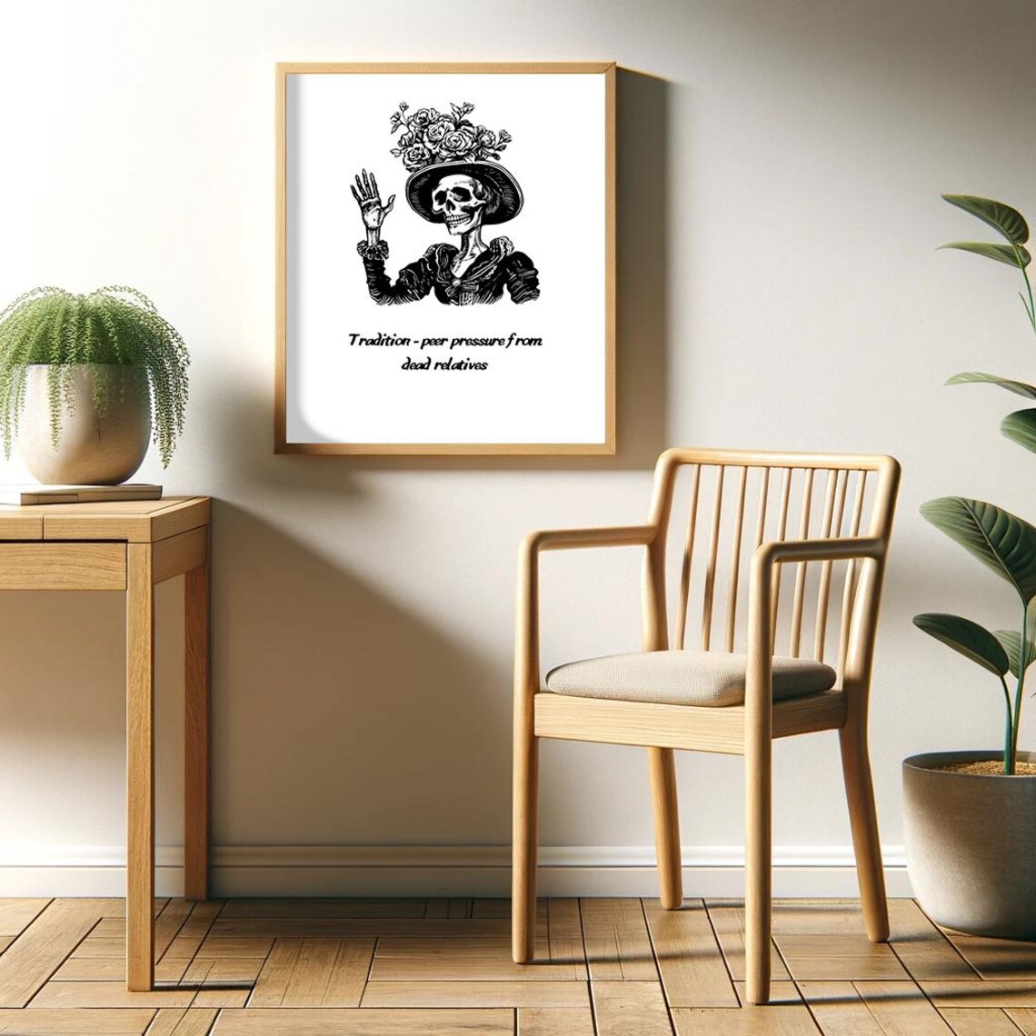 Traditions Peer Pressure From Dead Relatives Funny Poster Sarcastic Wall Art Minimalist Humor Decor - Image 2