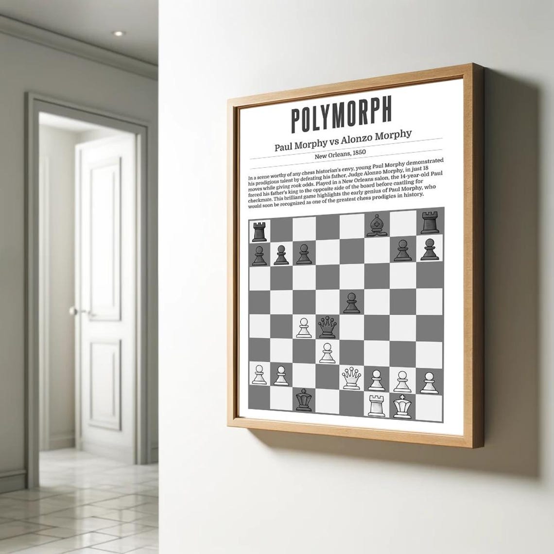 Polymorph Paul Morphy vs Alonzo Morphy New Orleans 1850 Chess Poster - Image 2