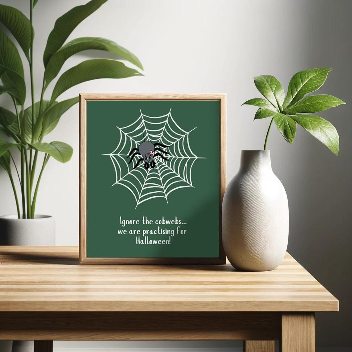Ignore The Cobwebs Practising For Halloween Green Spider Web Poster - Image 2
