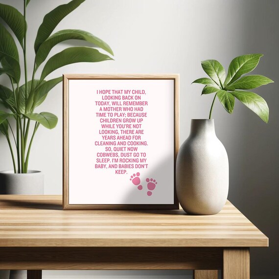 Babies Dont Keep Poem Sweet Pink Nursery Footprint New Mom Poster