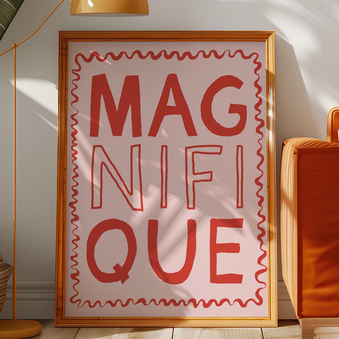 Magnifique Art Print French Saying Wall Art Trendy Typography Print Pink And Red Wall Decor Preppy Bedroom Art French Poster Dorm Art - Image 2