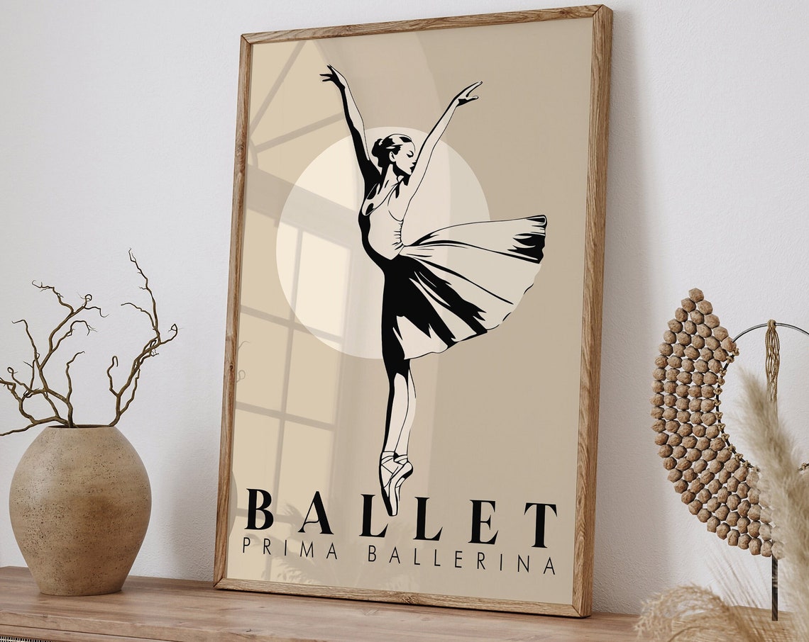 Elegant Prima Ballerina Silhouette Ballet Poster In Black Ink - Image 5