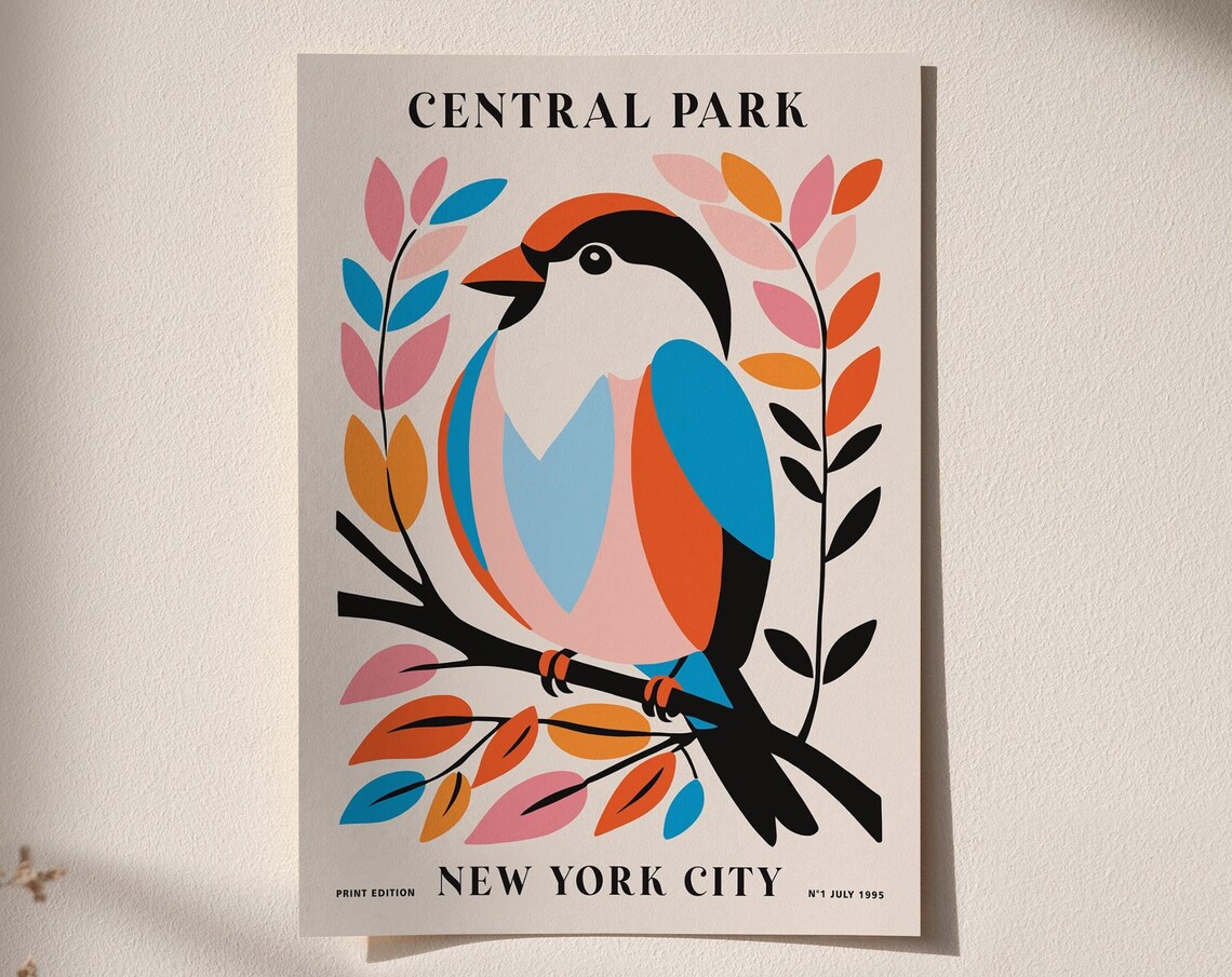 Central Park New York City Colorful Bird Gallery Edition 1995 Poster