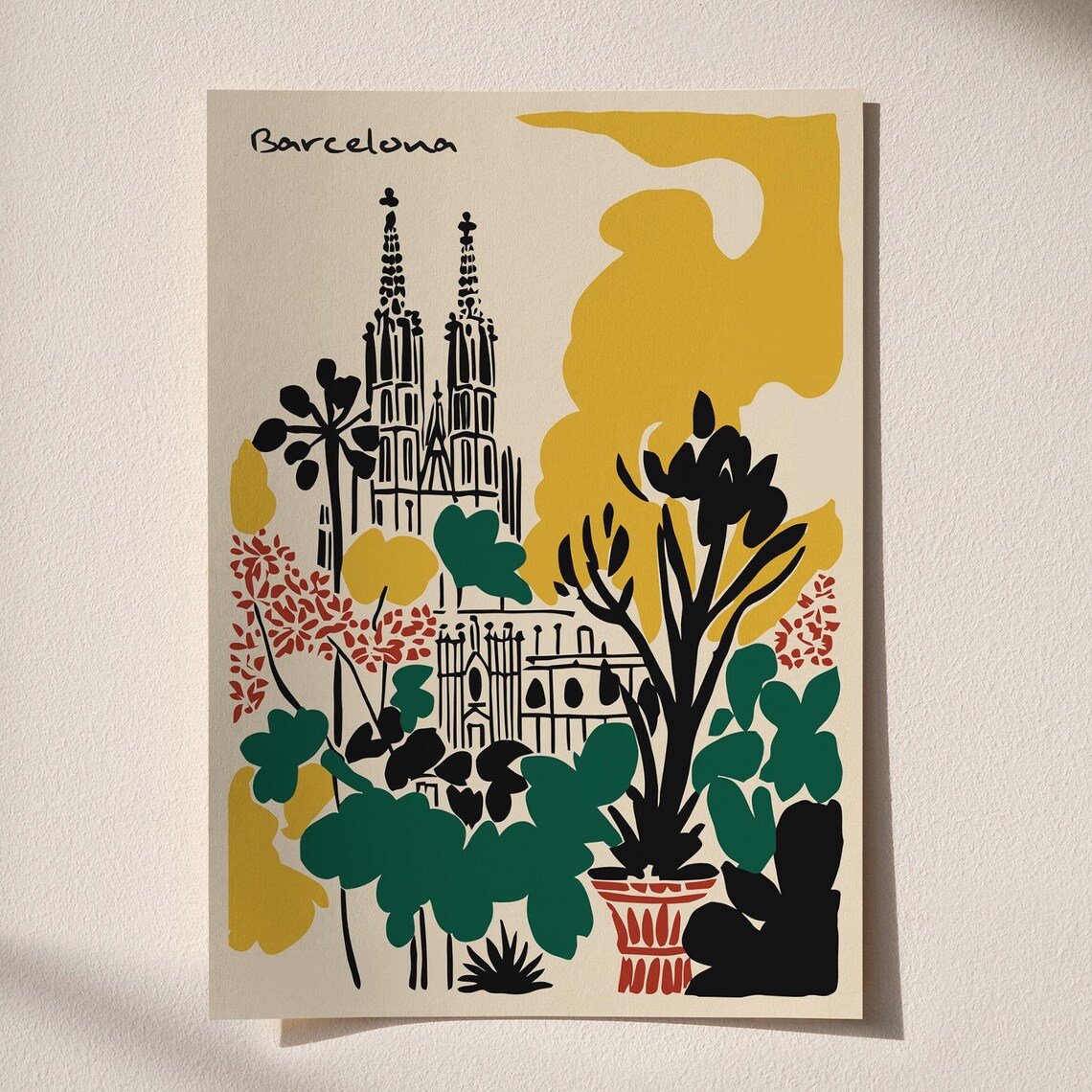 Barcelona Travel Poster Autumn Colors Retro Urban Landscape Wall Art Spain Print Scenic Wall Art Travel Poster Honeymoon Gift Idea - Image 5