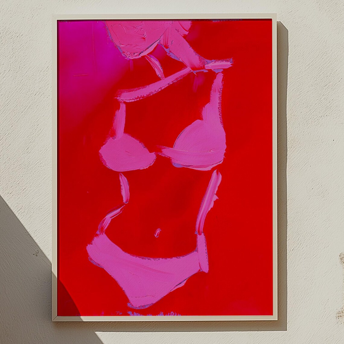 Abstract Red And Pink Female Figure Minimalist Body Art Poster