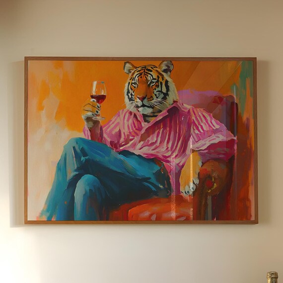 Tiger Wine Poster Kitsch Retro Kitchen Wall Art