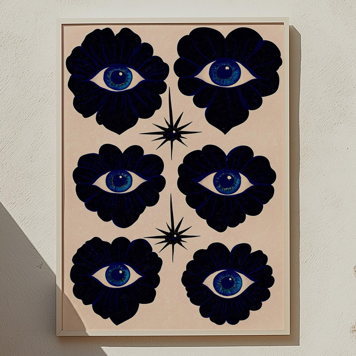Blue Eyed Black Flowers Indigo Floral Mystical Maximalist Poster