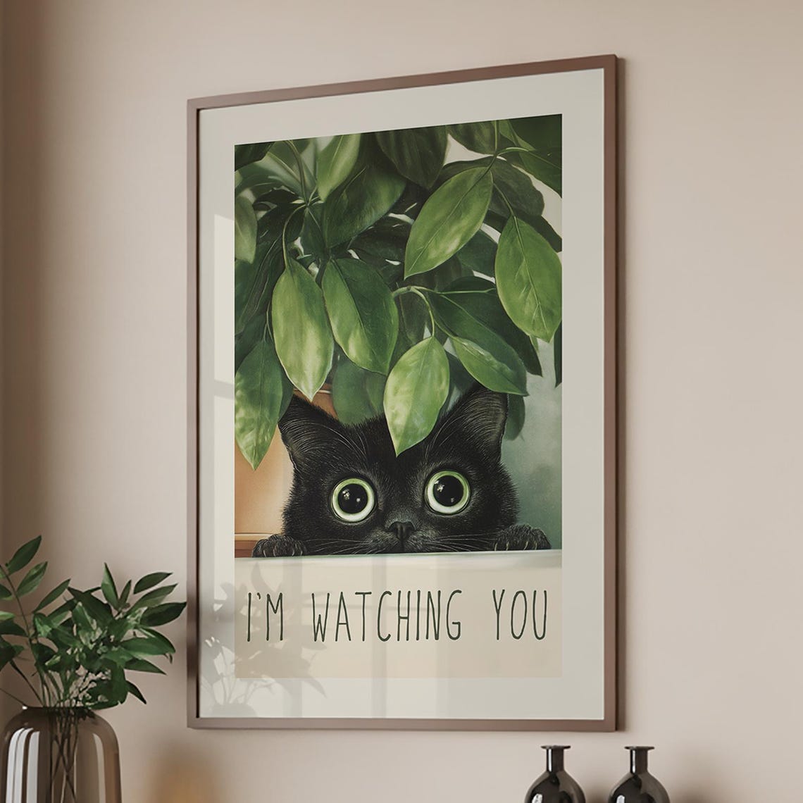 Funny Bathroom Art Black Cat Im Watching You Toilet Poster Digital Download