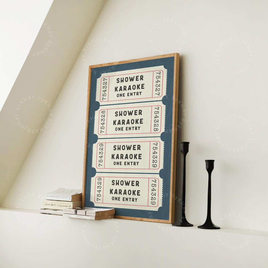 Shower Karaoke 4 Ticket Print, Retro Bathroom Wall Art - Image 3