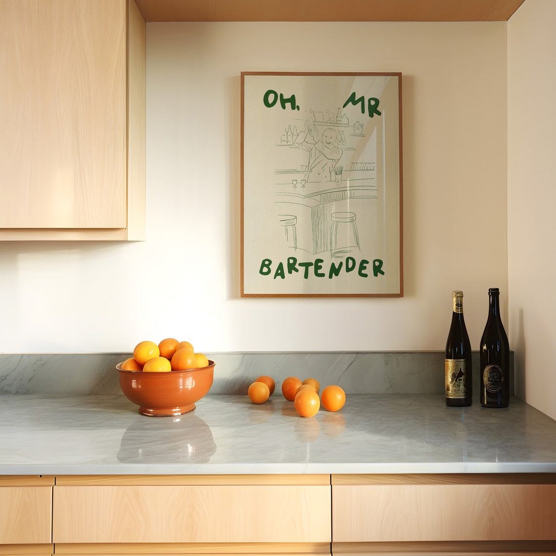 Oh Mr Bartender Retro Green Bar Sketch Cocktail Kitchen Wall Poster - Image 3