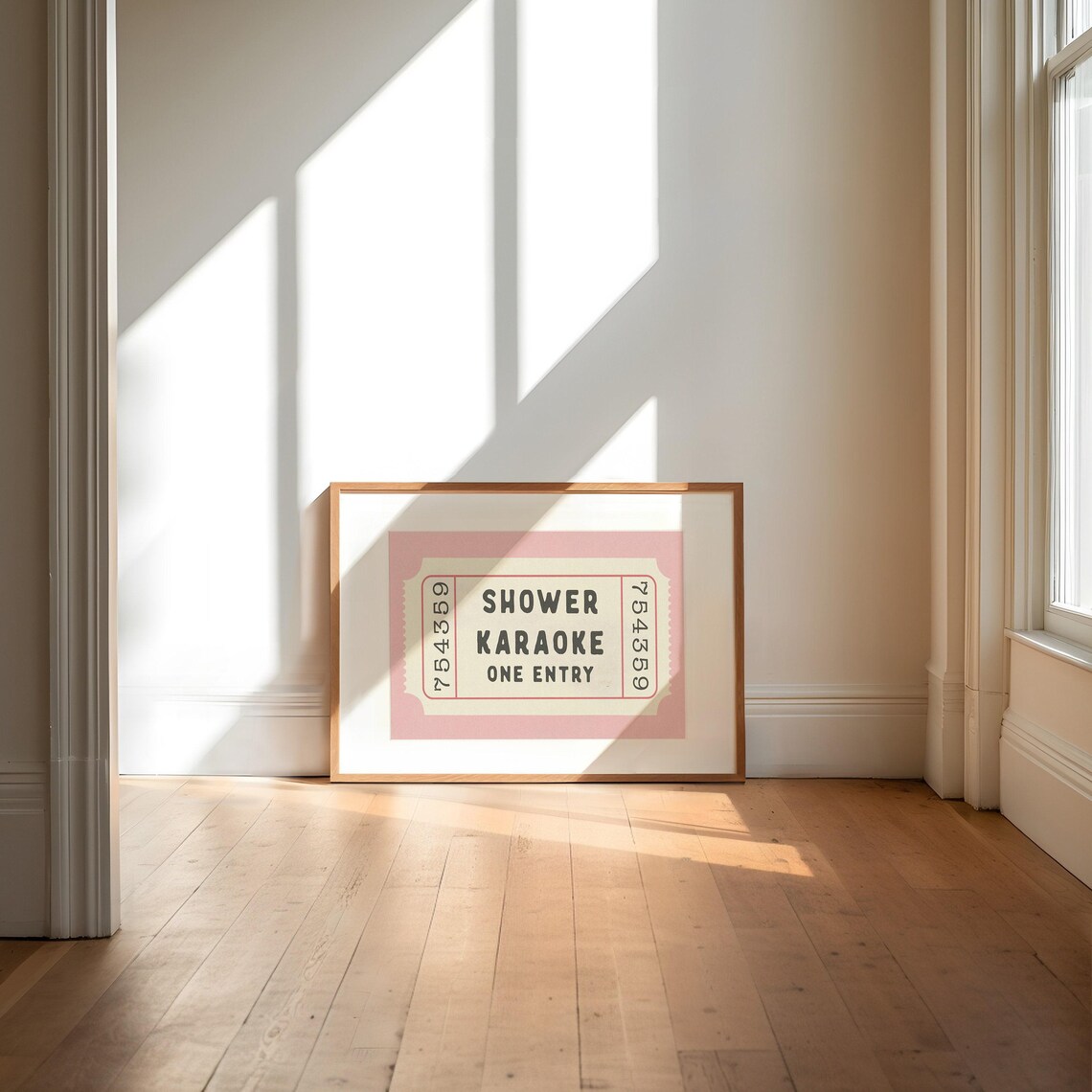 Shower Karaoke Ticket Pink Bathroom Poster - Image 2