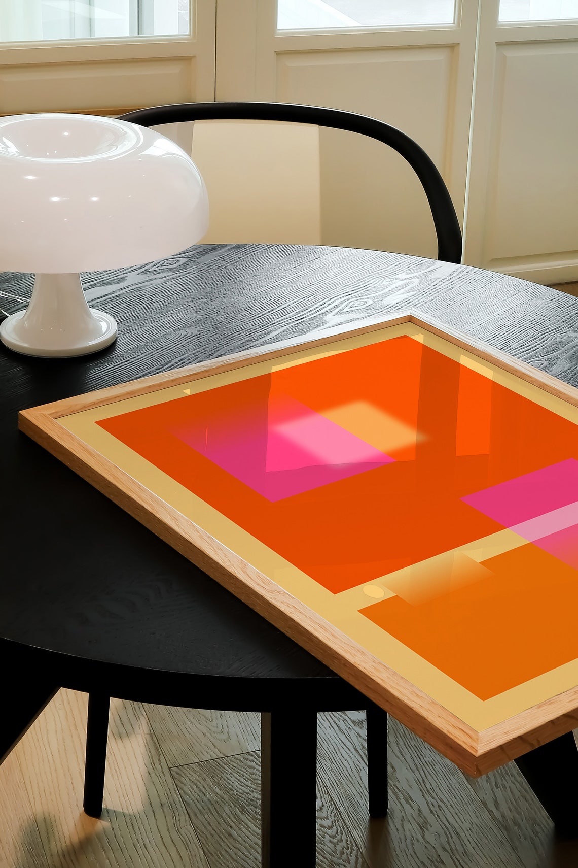 Orange Pink Geometric Block Abstract Retro Color Field Wall Poster - Image 4
