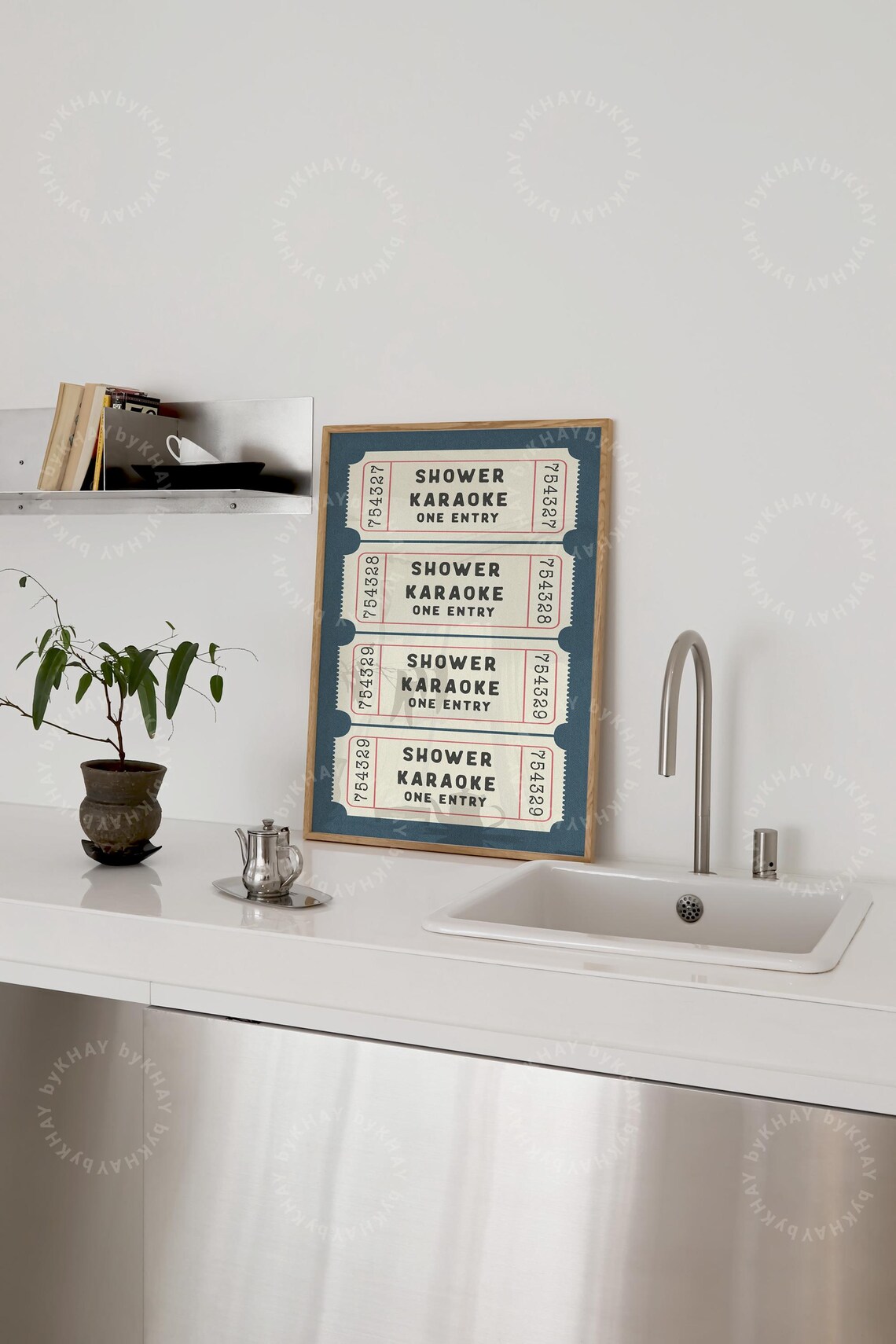 Shower Karaoke 4 Ticket Print, Retro Bathroom Wall Art - Image 2