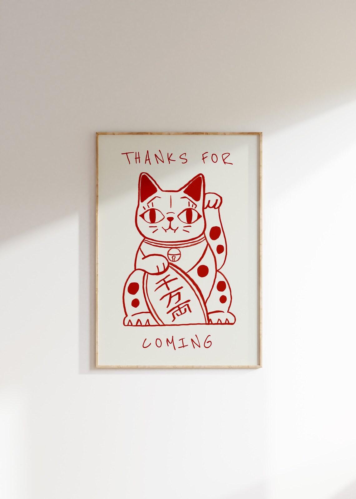 Waving Lucky Cat Thanks For Coming Poster - Image 4
