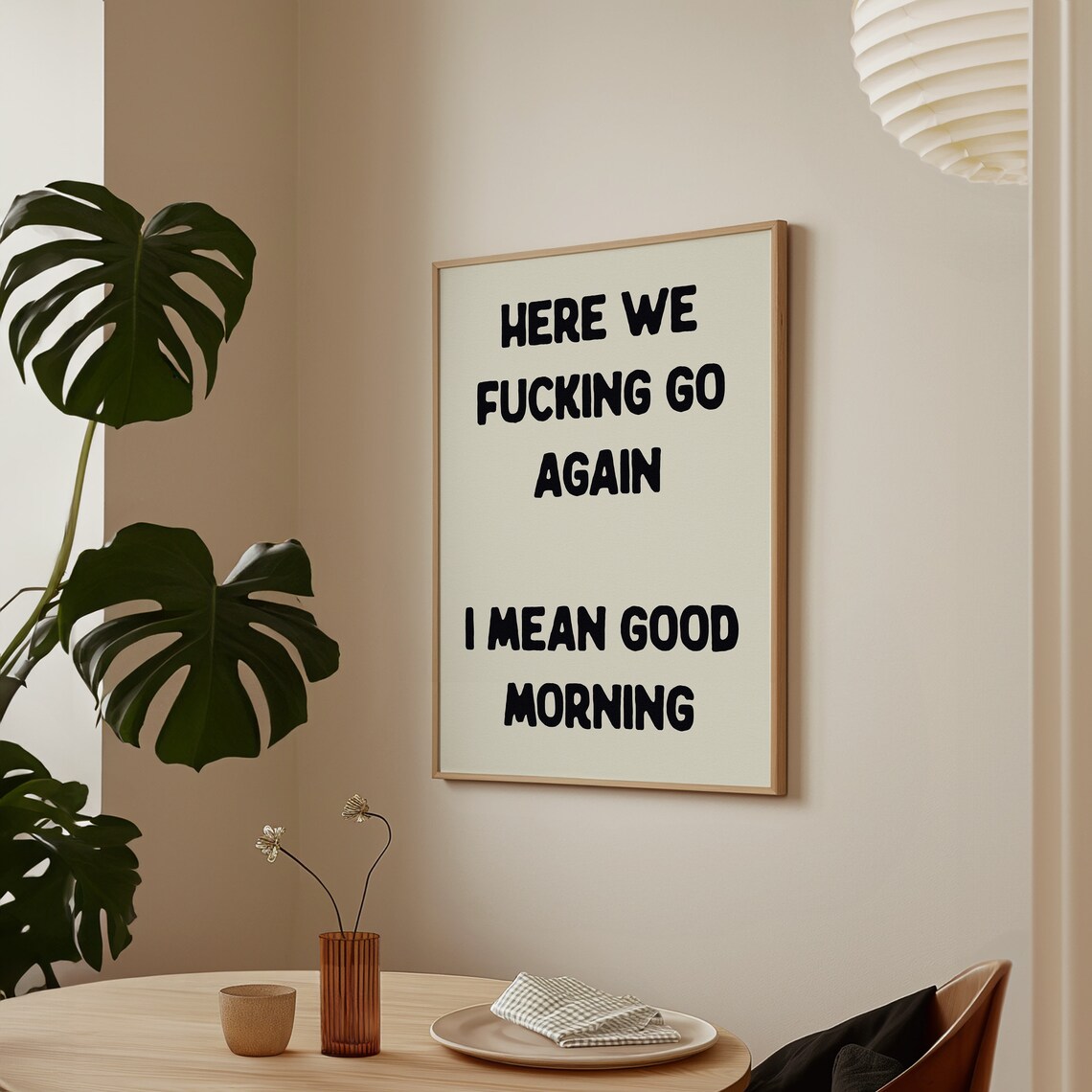 Here We Fucking Go Again Typography Poster, Funny Quote - Image 2