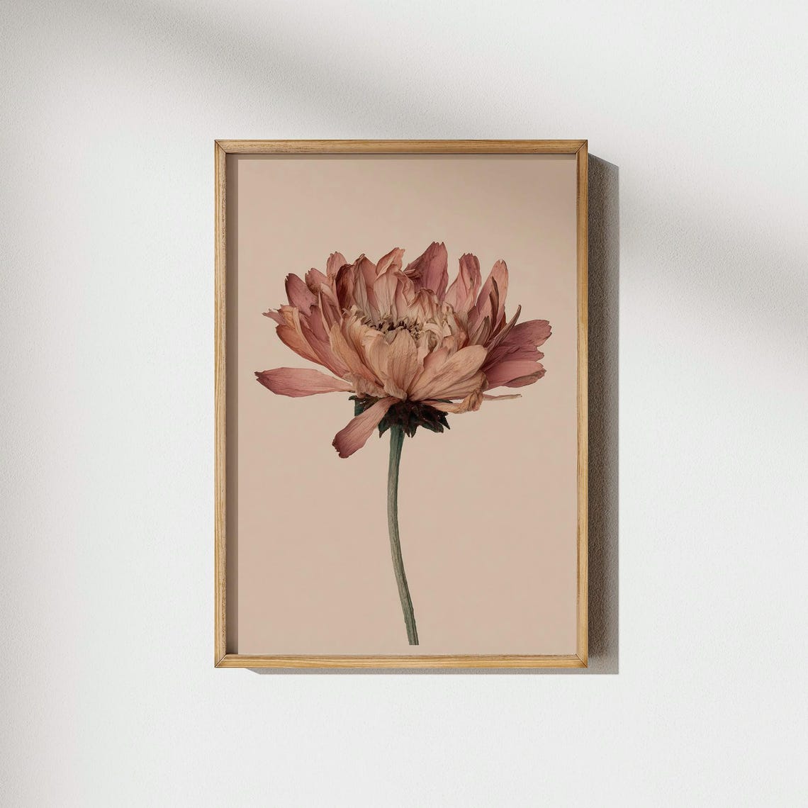 Mauve Dahlia Botanical Wall Art Vintage Floral Dusty Rose Flower Print Neutral Home Decor Prints