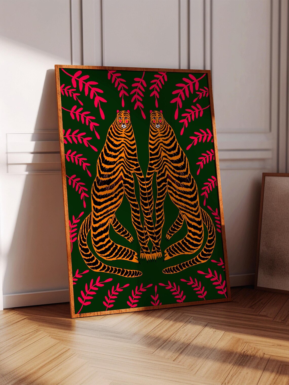 Enchanting Tigers Art Print, Animal Illustration