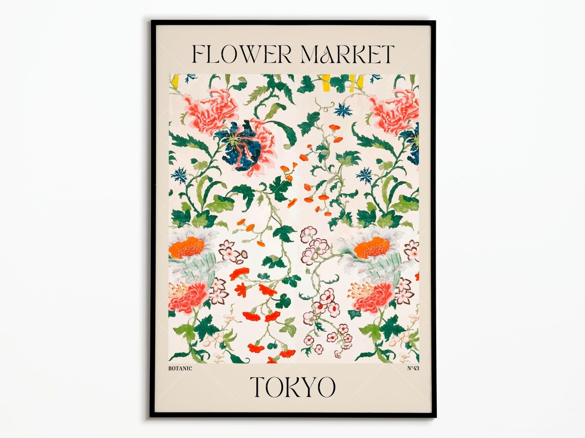 Tokyo Flower Market Floral Poster, Botanical Print