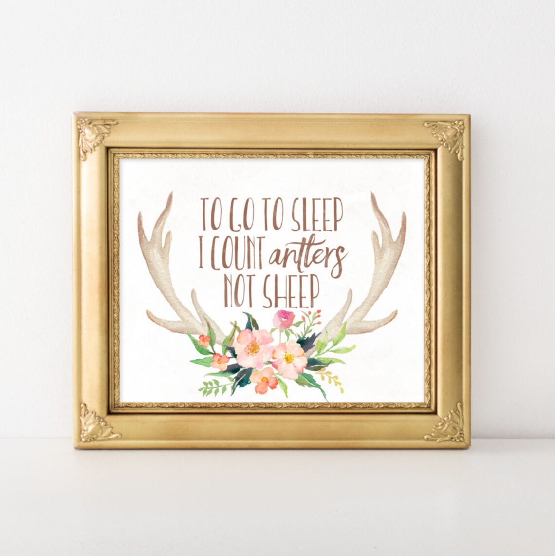Baby Girl Nursery Quote Art Print, Antler Sign